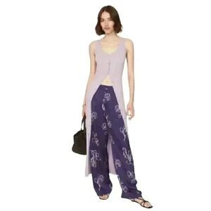 Essentiel Antwerp Women's Lavender Viscose/Nylon Ribbed Knit Sleeveless Button D